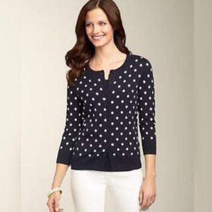 Talbots Navy Polka Dot Cardigan Size S